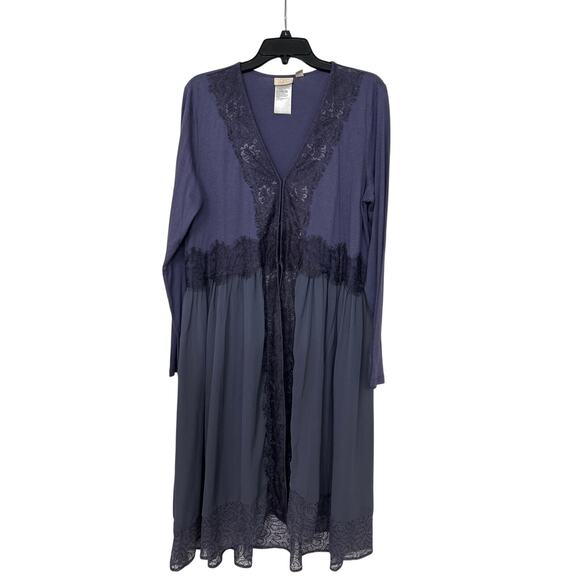 Logo Purple Lace Sheer Long Duster Cardigan Top Large New Whimsical Fairycore - Picture 1 of 16